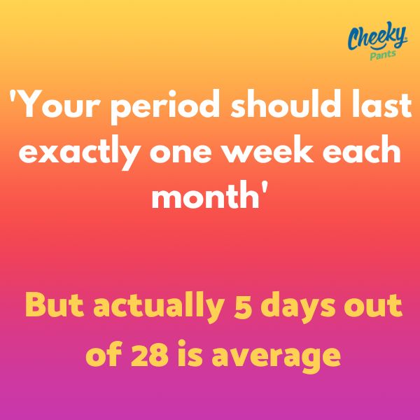 Your period should last for exactly one week each month