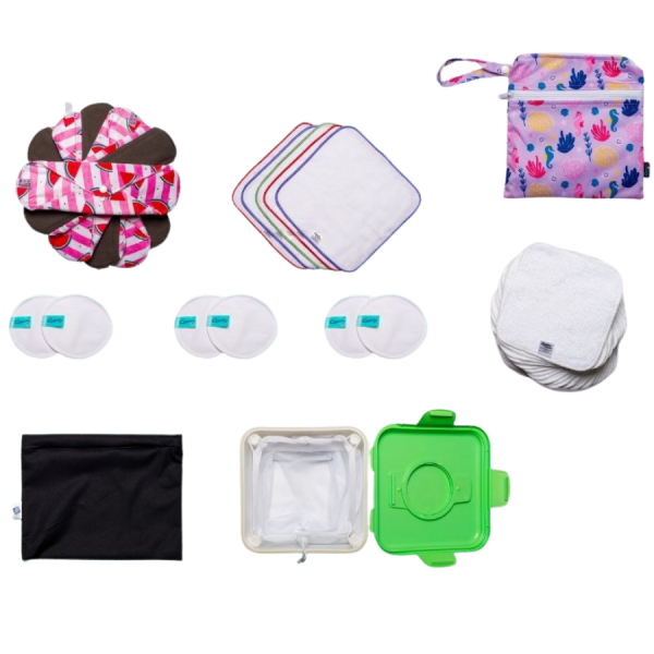 4th Trimester Hospital Bag. Looking after your body post-partum with skin-friendly reusable cloth maternity Pads, wipes & breast pads from Cheeky Wipes
