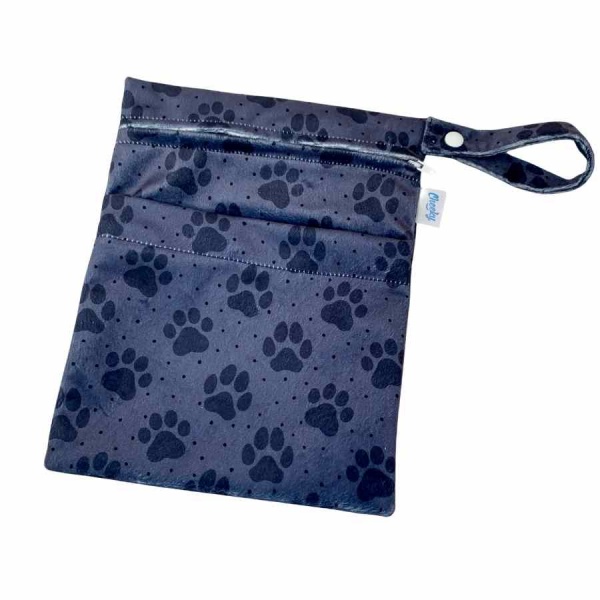Cheeky Wipes Large Double Wetbag with intergrated Mesh Wash Bag Navy Leopard