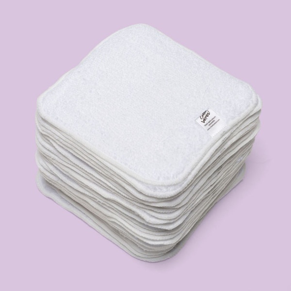white cotton premium reusable cloth wipes