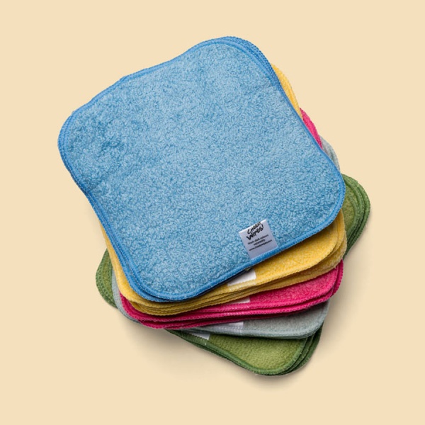 Rainbow pack of our premium 'zero twist' cotton baby wipe, best for bums, but great on faces too!