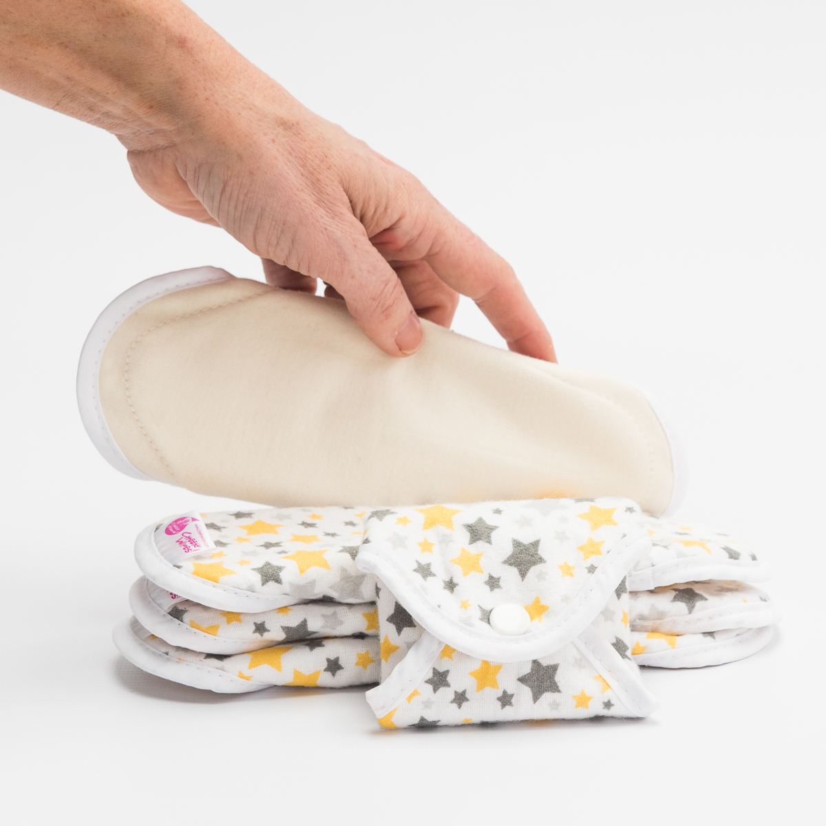 Reusable cotton sanitary towels from Cheeky Wipes - Stars